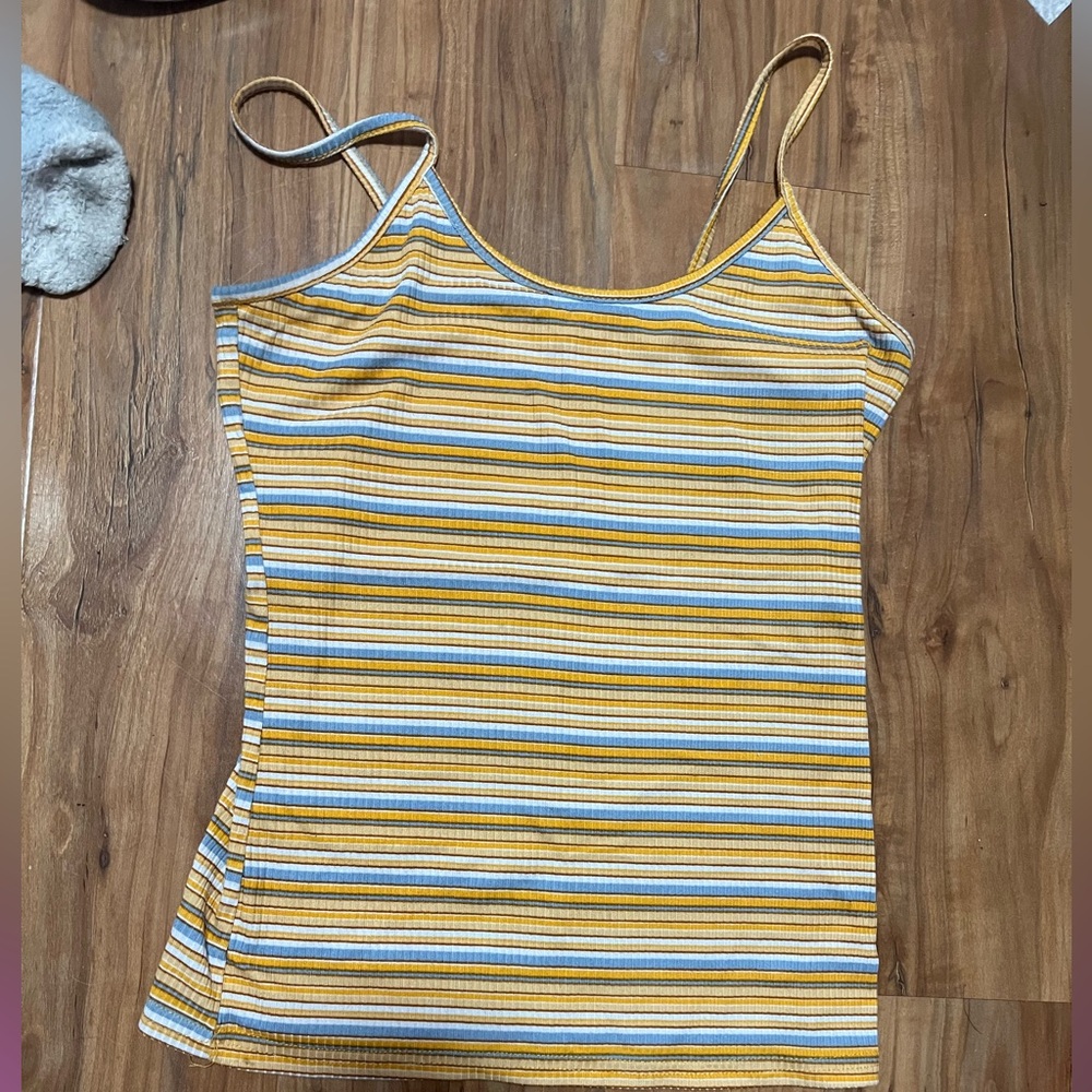 Striped Yellow and Gray Women's Top